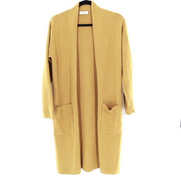 Babaton Wool Knit Long Cardigan Womens S Mustard NW)T Duster Staple Capsule Boho - Picture 1 of 10